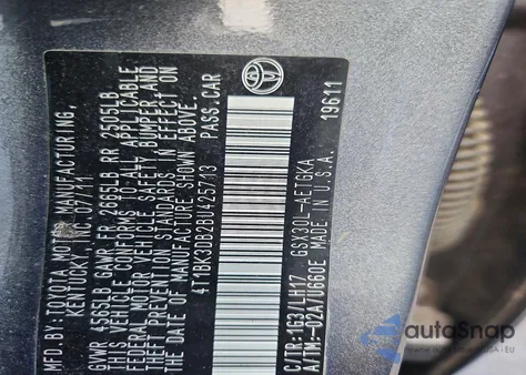 2011 Toyota Avalon Base from USA, damaged, VIN 4T1BK3DB2BU425713